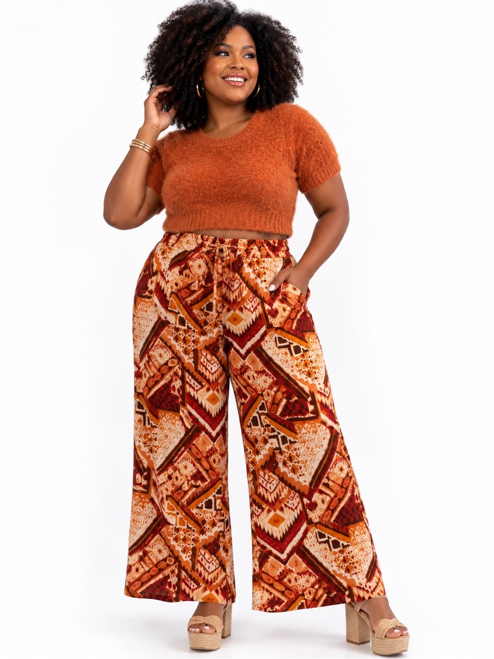 RACHEL RACHEL ROY NWT Printed Wide Leg Pull-On Pants